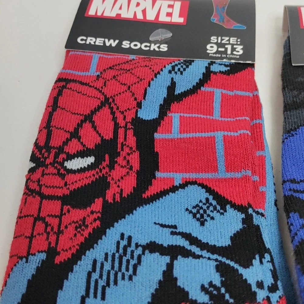 Marvel Men's Superhero Crew Socks - Blue, Black, Red - Picture 3 of 5